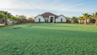 Fresh hydroseeded lawn with uniform soil coverage by Chop Chop Landscaping in San Antonio, TX