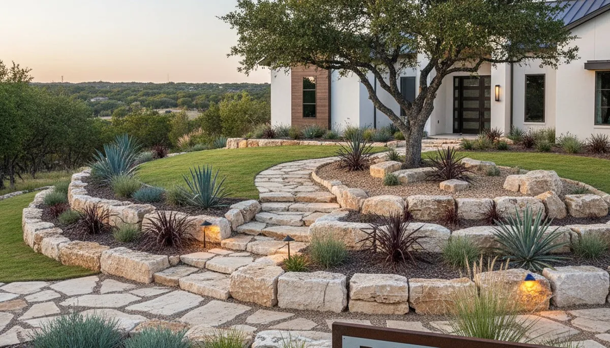 Landscaping crew providing lawn care and outdoor services in San Antonio, TX