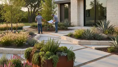 Landscaping crew serving San Antonio, TX with professional landscape maintenance services
