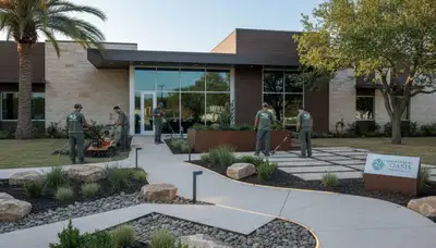 Landscaping crew in San Antonio, TX providing professional lawn and landscape services