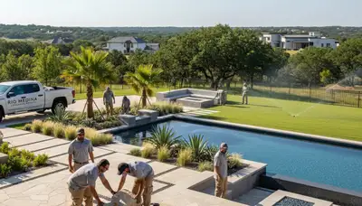 Landscaping team in San Antonio, TX providing professional lawn and landscape services