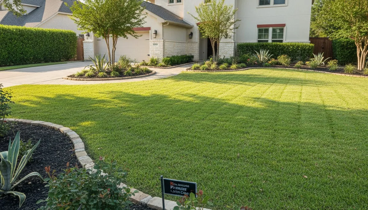 Well-maintained residential lawn in San Antonio, TX showcasing professional landscaping care